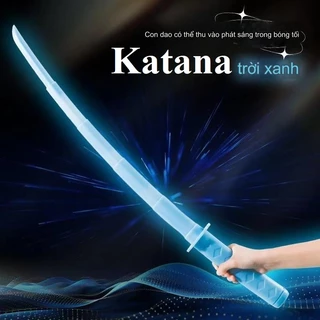 Katana in 3D nhựa 75cm phản quang chất đẹp, Kiếm rút gọn 4 khúc đồ chơi giảm stress