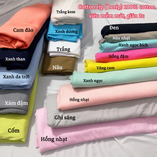 Vải cotton rip - borip 100% cotton giãn 2c siêu mềm mát, may áo phông, quần áo, đồ cho bé sơ sinh,… vaicaocap