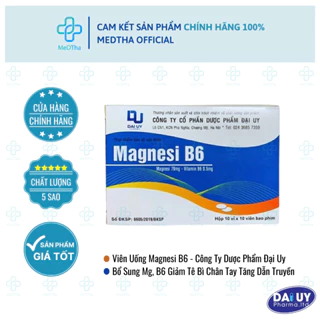 Vitamin Magnesi B6 Đại Uy - Bổ Sung Magie và B6 Giúp Giảm Đau Đầu, Mất Ngủ, Suy Nhược Cơ Thể (100V)