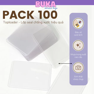 Toploader 100 cái Buka top đựng card seal, unseal size B8, A7 combo toploader giá rẻ gói hàng bảo vệ card