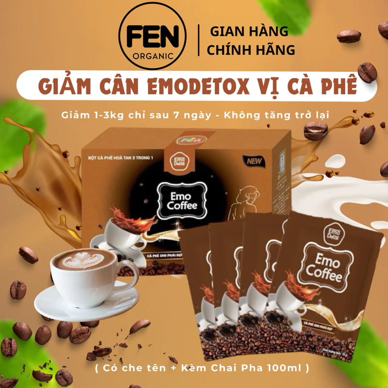 [HÀNG CÓ SẴN] CÀ PHÊ GIẢM CÂN - EMO DETOX COFFE giảm mỡ bụng EMOSLIM / Giảm nhanh 2-4kg chỉ sau 7 ngày/ an toan hieu qua