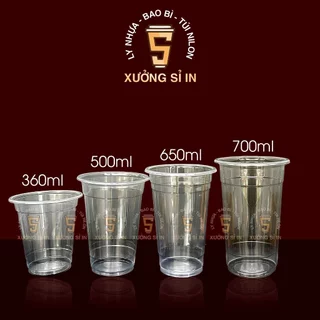 50 Cốc nhựa (ly nhựa) PP Trơn Đáy Bằng Loại Cao Cấp 360ml, 500ml, 650ml, 700ml đựng trà sữa, cafe dùng 1 lần