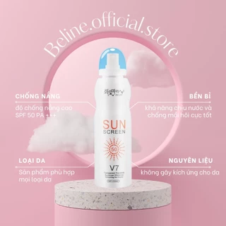 Xịt chống nắng trắng da Sun Screen V7 nâng tone chống nước không bết dính kem chống nắng mặt body SPF50+