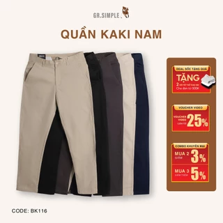 Quần Dài Nam, Quần Kaki Dài Nam GRSIMPLE Dáng ôm, Chất liệu co giãn tốt, bền màu (BK128)