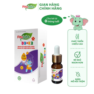 Vitamin D3K2-MK7 Cho Bé Fitolabs Dạng Nhỏ Giọt Dễ Dùng, Giúp Bé Tăng Chiều Cao, Xương Chắc Khỏe Lọ 10ml FITO1