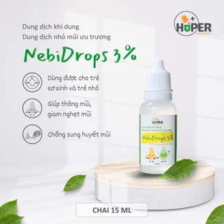 Dung dịch nhỏ mũi ưu trương NebiDrops 3% HUPER - Hỗ trợ thông mũi, giảm viêm mũi, nghẹt mũi 15ml