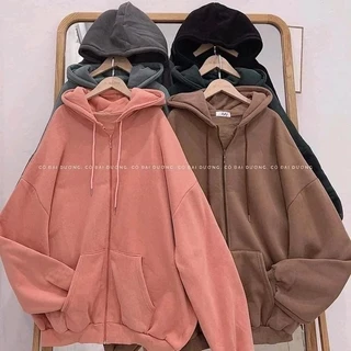 [ Rẻ Vô Địch ] Áo Khoác Hoodiezip Nỉ Bông Nam Nữ Unisex Form Rộng Có Dây Kéo