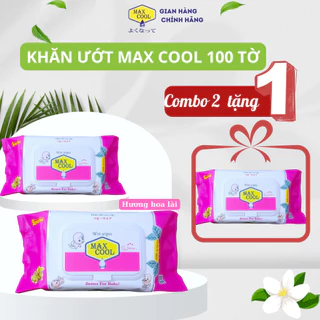 COMBO 2 TẶNG 1 Khăn ướt Max Cool 100 tờ hương hoa lài- Hàng chính hãng an toàn cho bé tiết kiệm cho gia đình