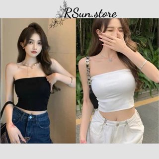 Áo quây ngực không đệm thun trơn RSun, Áo croptop nữ dáng ôm màu trơn không dây 210