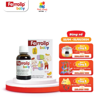 Sắt Ferrolip Baby dạng siro vị đào thơm ngon lọ 30 mL