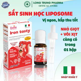 Sắt sinh học Iron Tasty (Liposome) Không tanh, Hấp thu tốt, Dùng cho bé từ 0 tuổi (Lọ 30ml xịt/nhỏ giọt) Nhập khẩu Italy