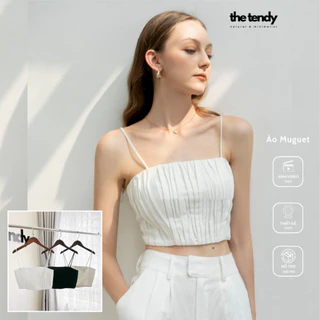 Áo hai dây croptop Muguet chất liệu linen 2 màu trắng, đen | the tendy