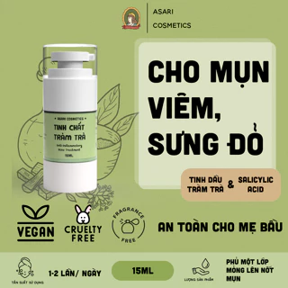 [15ml] Tinh chất chấm mụn tràm trà cho mụn viêm, sưng handmade Asari Cosmetics