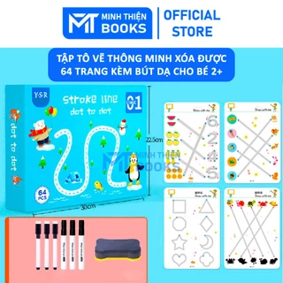 Tập tô vẽ thông minh MINH PHẠM xoá được 64 trang cho bé - Giáo dục Montessory tặng kèm bút