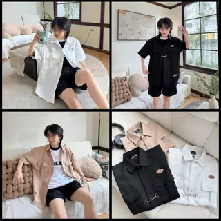 Áo sơmi tay lỡ unisex JJAYS màu ĐEN/TRẮNG/NÂU 🖤 Nam nữ unisex 🖤 Áo Sơ Mi form rộng Brand Jaystoree2