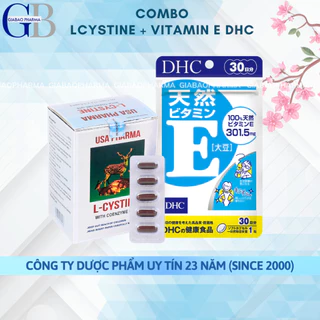 Combo mọc tóc, cấp ẩm cho da L cystine + Vitamin E DHC liệu trình 1 tháng (L cystine 60v; Vit E 30v)