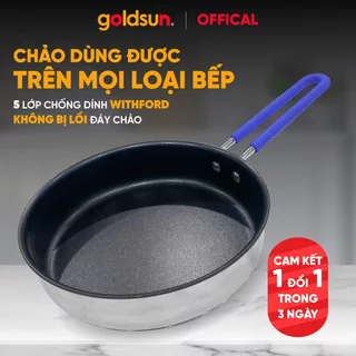 Chảo Inox Nguyên Khối Chống Dính Chính Hãng Goldsun GPA1402