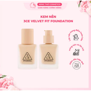 KEM NỀN 3CE STYLENANDA VELVET FIT FOUNDATION 30g