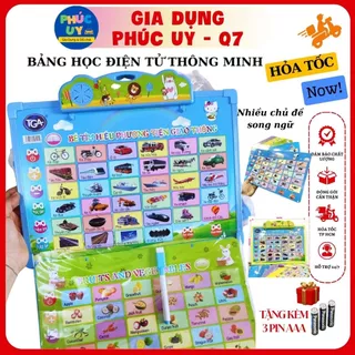 Bảng Học Thông Minh Điện Tử Phát Âm Nhiều Chủ Đề Học Tập, Song Ngữ Anh-Việt Giúp Bé Phát Triển