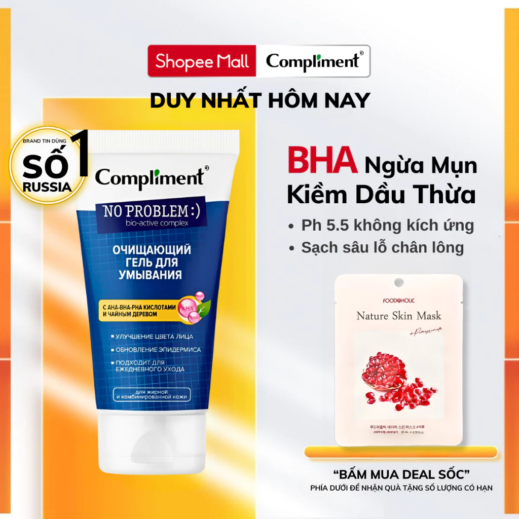 Sữa Rửa Mặt Compliment Ziaja Da Dầu Mụn Dịu Nhẹ Ngừa Mụn Kiềm Dầu Hiệu Quả 200ml/150ml