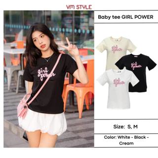 Áo thun babytee nữ VMSTYLE tay ngắn cổ tròn in chữ GirlPower dễ thương thời trang GP01 ATU00613