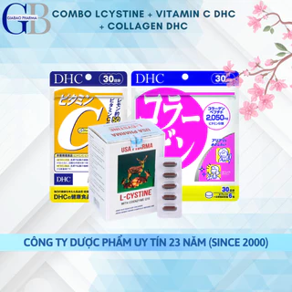 Combo giúp trắng da, chống lão hóa, mọc tóc L cystine, Vitamin C DHC và Collagen DHC (L cystine/60v; VTM C/ 60v; Collage