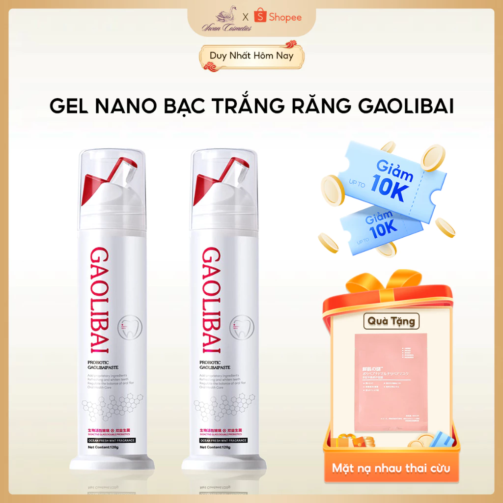 Gel Nano bạc GAOLIBAI - Giúp đánh bật cao răng, bảo vệ men răng, trắng sáng răng, hơi thở thơm mát, trọng lượng 120g