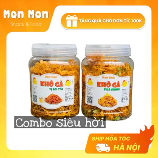 (Combo 2 hũ 2 vị Khô Gà 1KG) Vị Bơ Tỏi 500gr + Lá Chanh 500gr