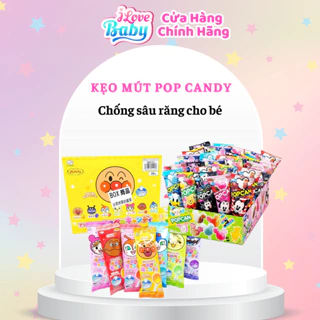 (Date T3/2025)(Hộp 30 que) Kẹo Mút Mickey Pop Candy và Anpanman - Chống Sâu Răng Cho Bé