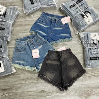 Quần short jean lai tua rua phẩy màu, quần short nữ VIENS STORE