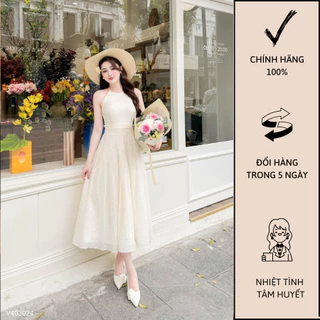 Đầm Maxi Dáng Dài Xòe Thiết Kế Cổ Yếm Khoét Eo - C0875