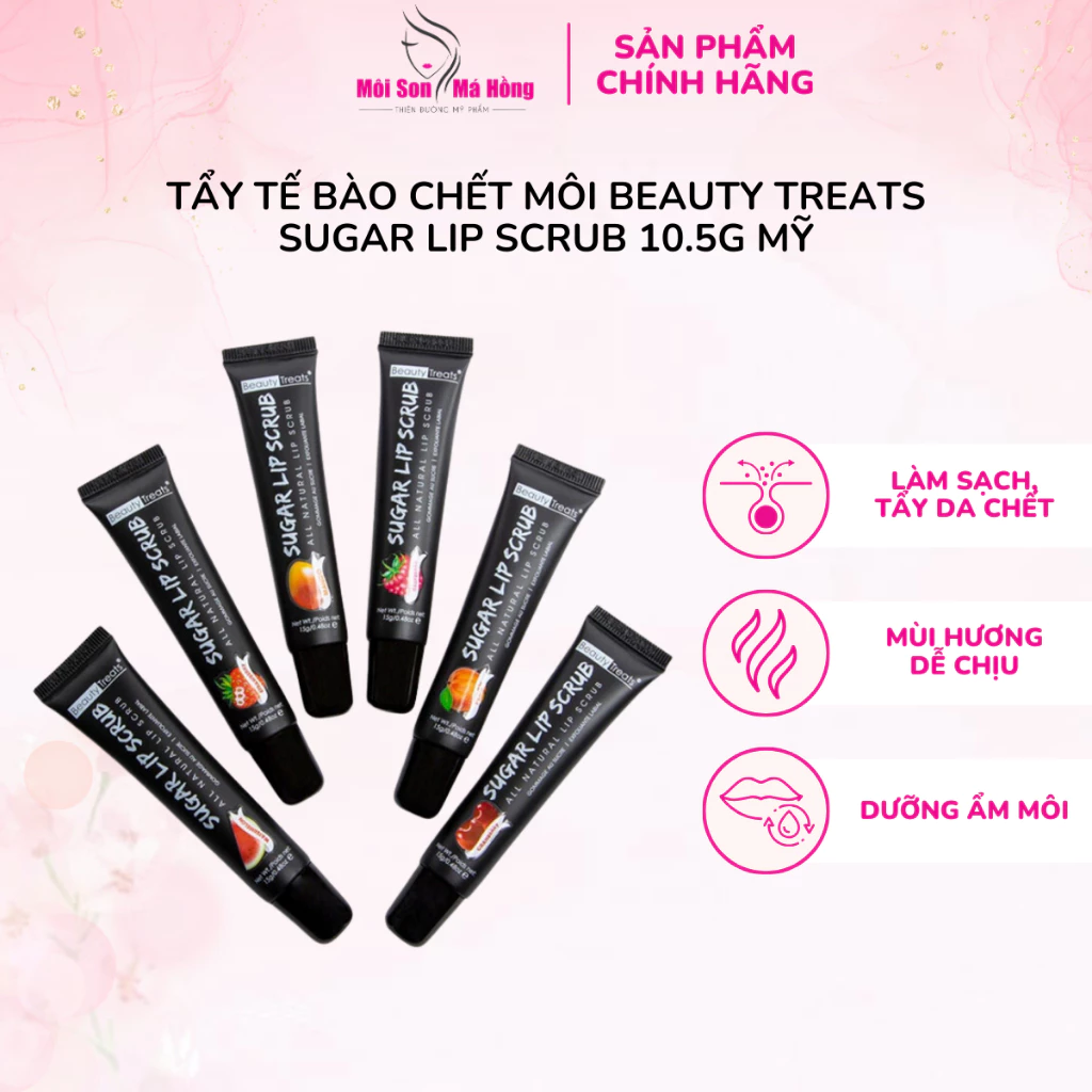 Tẩy Tế Bào Chết Môi Beauty Treats Sugar Lip Scrub 💥HÀNG CHÍNH HÃNG 💥 Tẩy Tế Bào Môi Giúp Bờ Môi Căng Mịn, Sáng Bừng (15g