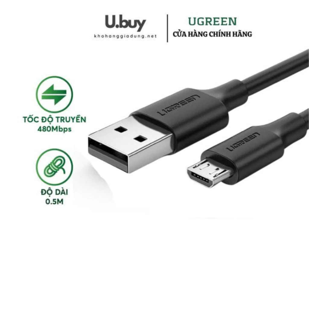 CÁP SẠC MICRO USB DÀI 0,5M CHÍNH HÃNG UGREEN 60135 CAO CẤP