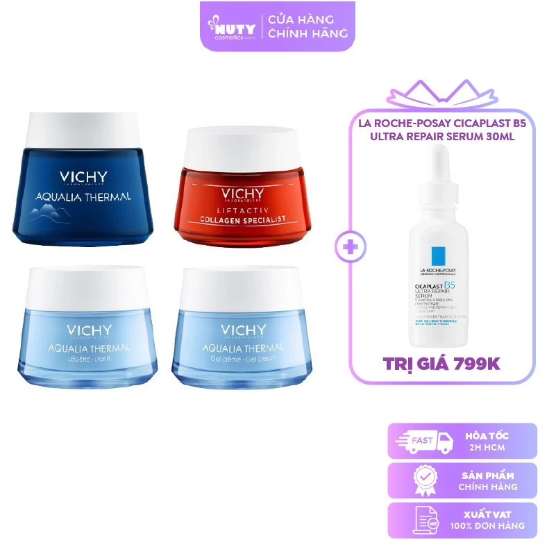 Kem Dưỡng Cấp Ẩm & Cung Cấp Nước Vichy Aqualia Thermal Rehydrating Cream (50ml)