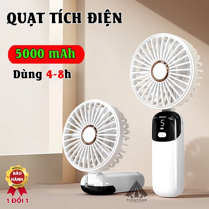 Quạt tích điện S5 mini cầm tay, nhỏ gọn tiện lợi 5 mức gió