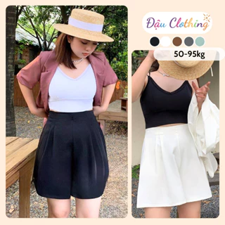 Quần short nữ CÓ BIGSIZE dáng chữ A lưng chun co giãn vai tuyết chéo mềm mịn QDXL