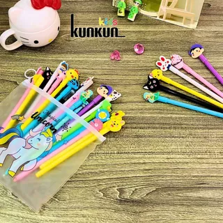 Bút bi ngòi 0.5mm mẫu hoạt hình ngẫu nhiên Kunkunkids dễ thương cho bé PKBB