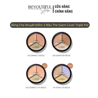 Bảng Che Khuyết Điểm Kèm Triệt Sắc 3 Màu The Saem Cover Triple Pot Concealer