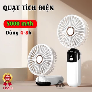 Quạt gấp gọn sạc pin, quạt cầm tay nhỏ gọn tiện dụng mang đi, 5 mức gió