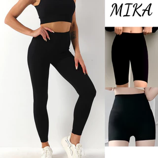 Quần Legging Nữ Nâng mông lưng cạp cao tôn dáng đẹp. Quần Legging Dài-ngố-đùi gen bụng siêu co giãn màu đen  MIKA M21