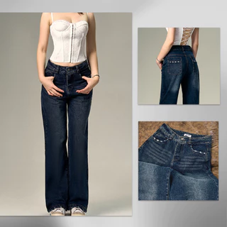 Quần Jeans ống rộng màu xanh đậm cho nữ [05] - WIDE LEG JEANS