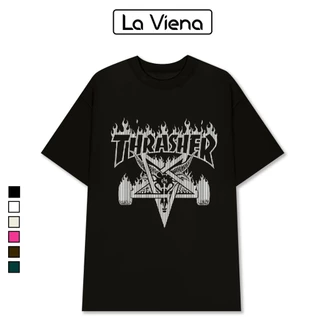 Áo Thun Thrasher Magazine Nam Nữ LAVIENA Cổ Tròn Form Rộng Chất Vải Cotton 250GSM Cao Cấp