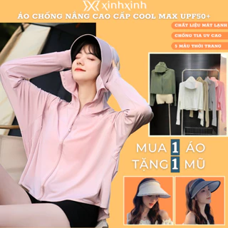 Áo Chống Nắng Nữ Cao Cấp Dáng Croptop Vải Lạnh Mát Lịm Chống Tia Cực Tím Ngăn Tia UV Freesize Tặng Kèm Mũ Thời Trang