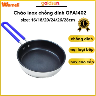 Chảo inox chống dính Goldsun GPA1402 đáy từ 3 lớp chống dính sử dụng trên mọi loại bếp