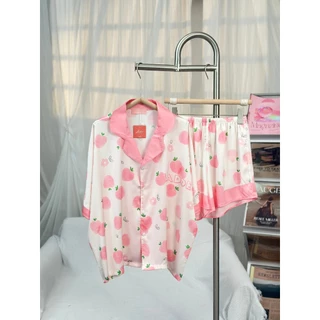 Đồ bộ xinh/ bộ Pijama mặc nhà Ladder & Láde lụa latin sợi tơ tằm cao cấp in 3D cute- Nữ