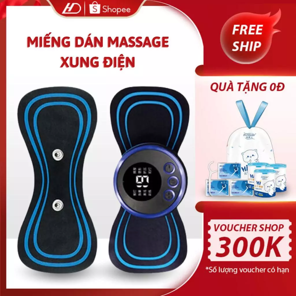 Miếng Dán Massage Xung, Điện Máy Massage Toàn Thân 8 Chế Độ,19 Cường Độ Giảm Đau Nhức Mỏi Cơ Hiệu Quả