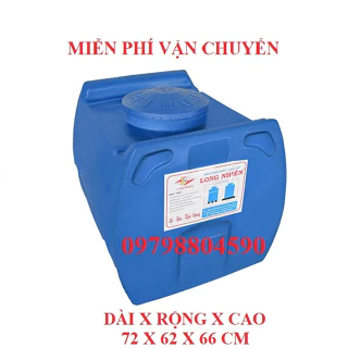 Bồn nước, téc vuông nhỏ ngọn 200L Long Nhiên, nhựa 4 lớp nguyên sinh, đa năng