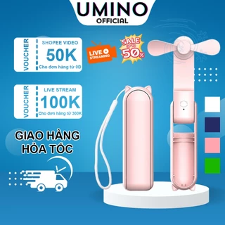 Quạt cầm tay mini umino icaros SH09 tích hợp sạc điện thoại và có 3 chế độ gió