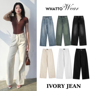 Quần IVORY JEAN ống suông đứng vải denim cotton - Whattowear