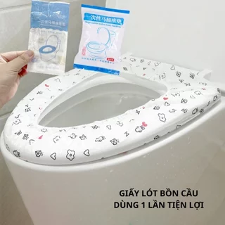 Miếng Lót Bồn Cầu Dùng Một Lần, Giấy Lót Toilet Công Cộng Họa Tiết Xinh Xắn Tự Hủy 88469